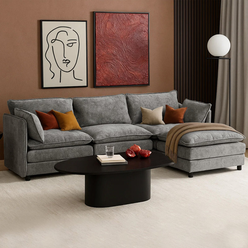Canapé modulaire 108,6 po, Gris clair