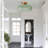 Mid-Century Modern Semi Flush Mount Ceiling Light, Kitchen Ceiling Light Fixture With Glass Shade,Vintage Close To Ceiling Lamp For Entryway Hallway Bathroom(Green Lampshade-Lamp Holder)