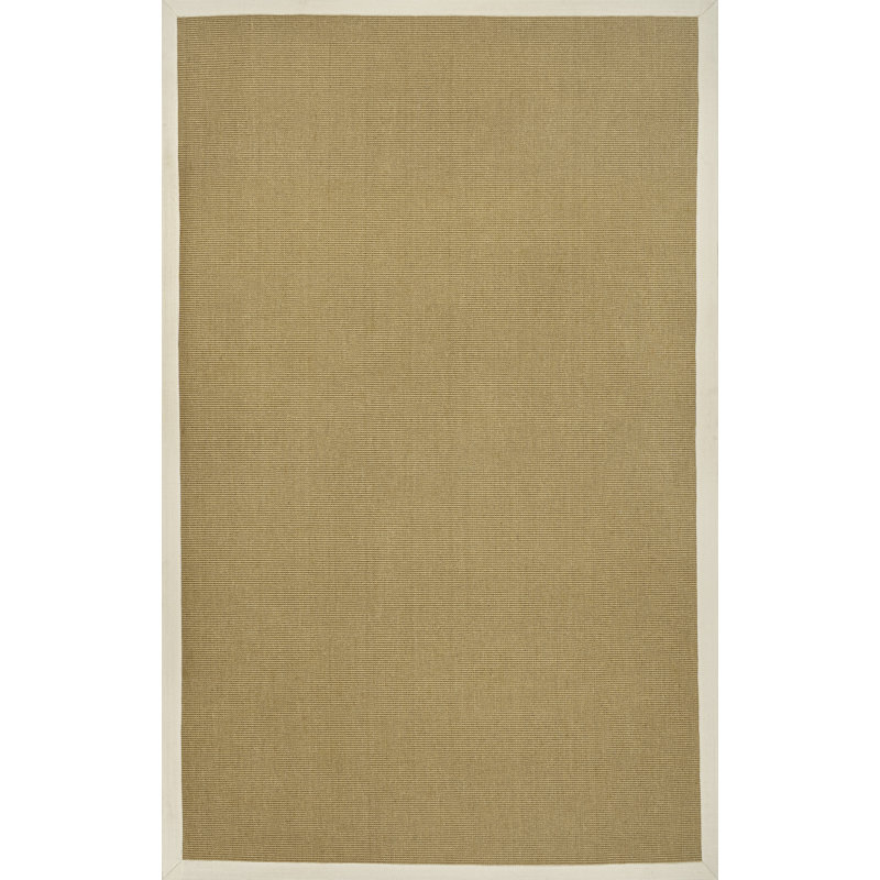 Locklin Farmhouse Cottage Border Jute Natural/Beige Rug, Rectangle 5' x 8'