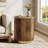 Rustic Fluted Round End Table With Gold Base