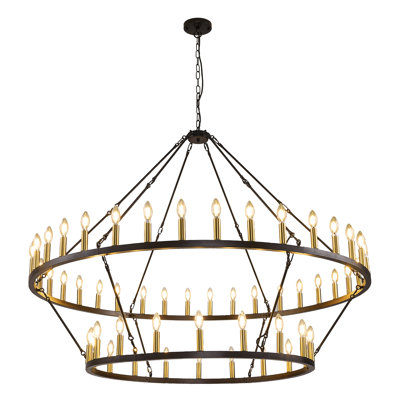 Tianga 54 - Light Dimmable Wagon Wheel Chandelier