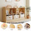 Rangement pour jouets pour enfants avec bibliothèque, 5 casiers et 3 bacs de rangement amovibles, bibliothèque basse en contreplaqué pour salle de jeux, chambre à coucher ou salle de classe-1816421879