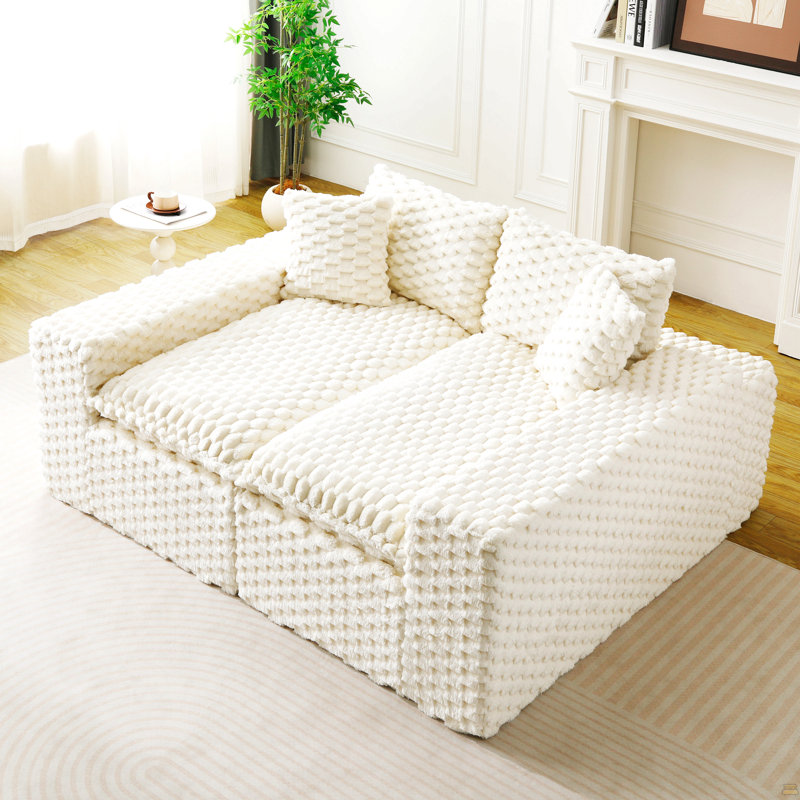 Canapé multifonctionnel en velours Turtle, Blanc