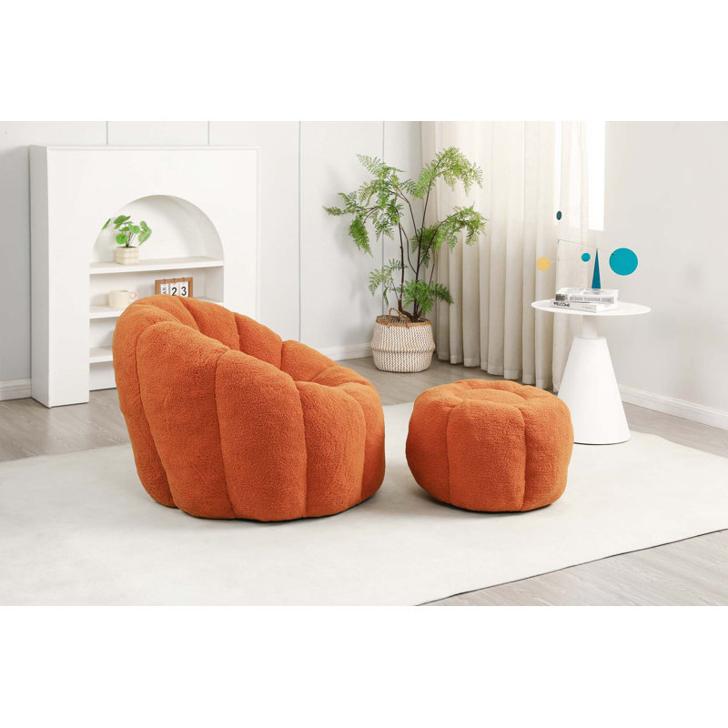 Canapé, fauteuil à billes avec repose-pieds pour le salon, Peluche jaune