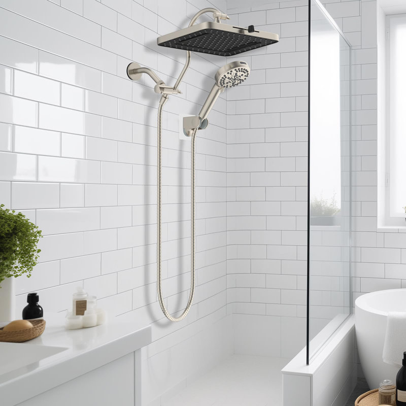 5-Spray 13'' Shower Head, High Pressure Rainfall Shower Head,10-Mode Handheld Spray, 12'' Adjustable Extension Arm, 71'' Hose
