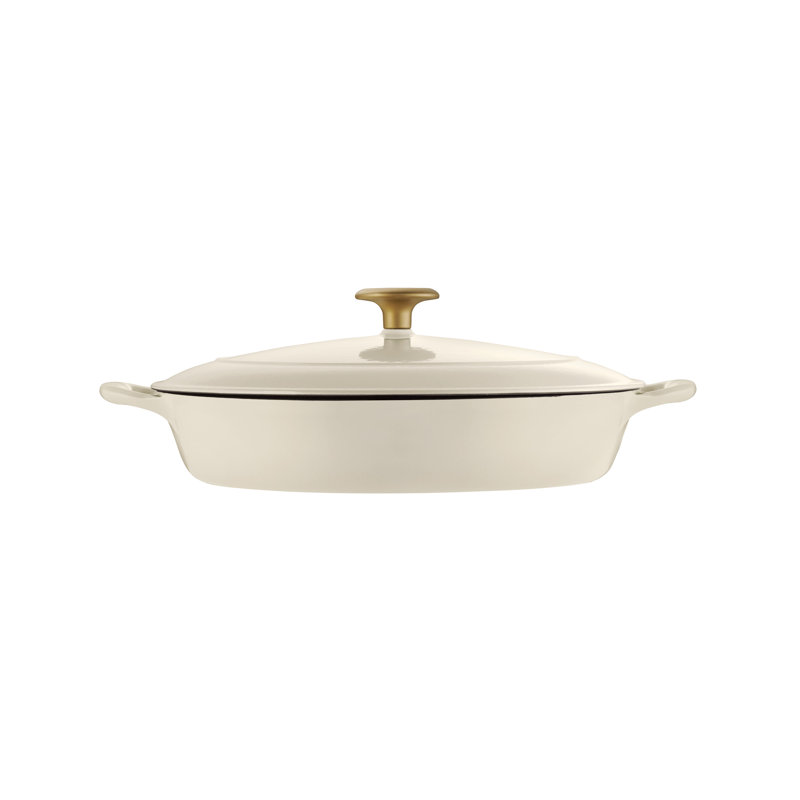 Tramontina 4 Qt. Enameled Cast Iron Round Gourmet Braiser with Lid, White
