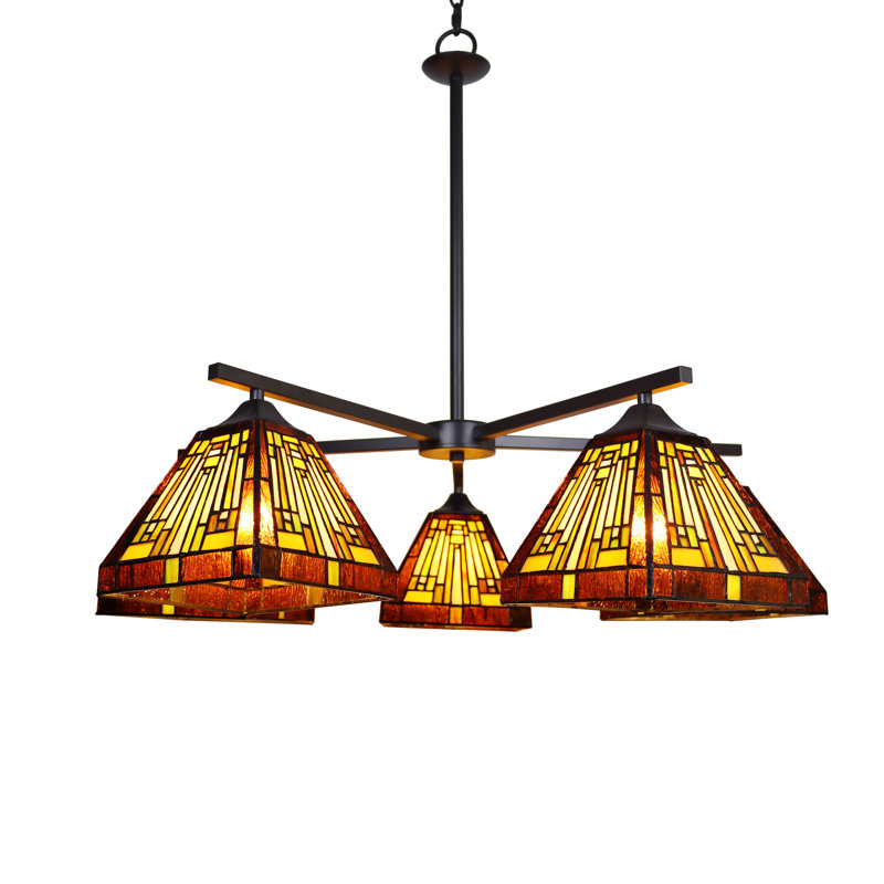 Brittnie 5 - Light Glass Dimmable Tiered Chandelier