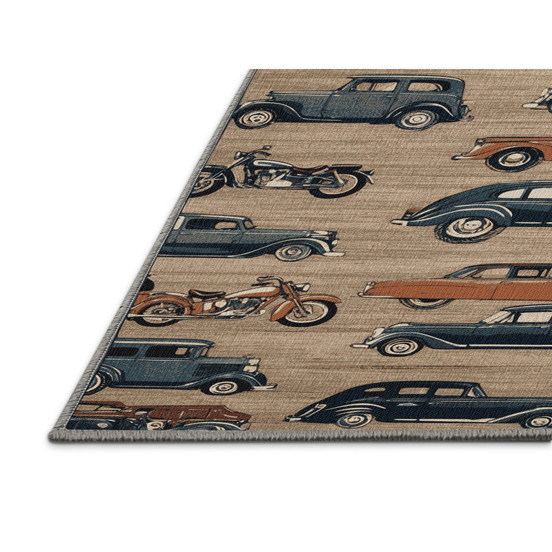 Machine Washable Transportation Grey Area Rug, Runner 2' x 5'
