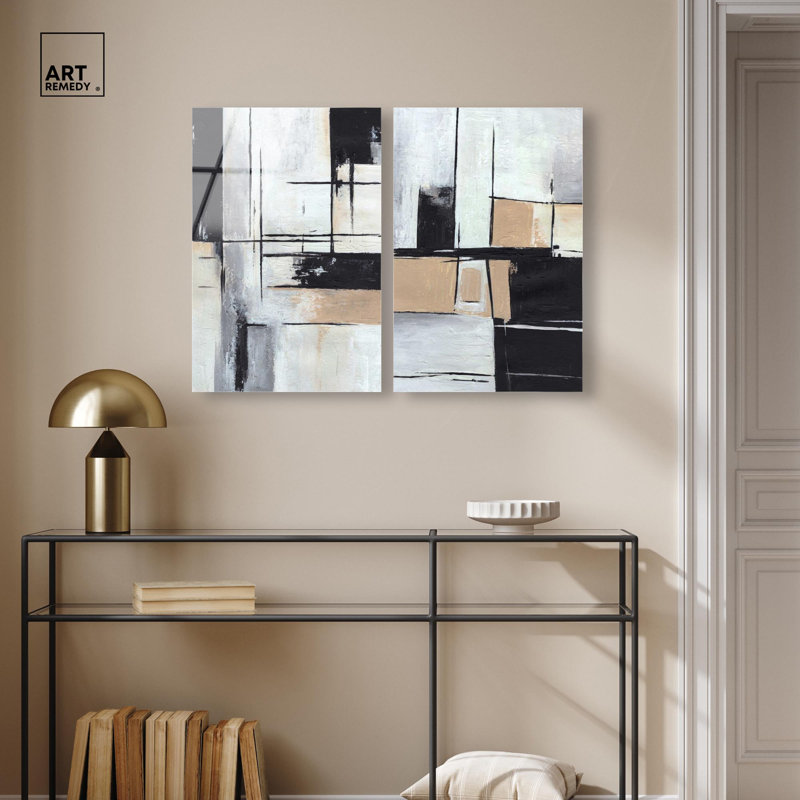 «Neutral Luxe Art», ensemble de 2 panneaux imprimés sur acrylique , H 15 po x l 20 po