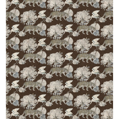 Leopard Walk Toile Metallic Wallpaper Roll