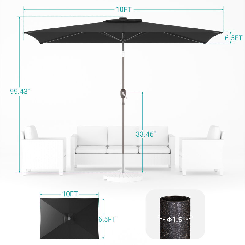 Parasol de marché rectangulaire 120 po x 78 po Donzel, Noir