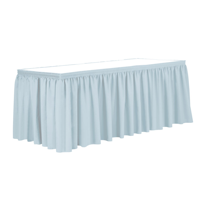 Ultimate Textile 7 Ft. Shirred Pleat Polyester Table Skirt - 42" Bar Height, Cobalt Blue, Ice Blue, 36" L x 252" D