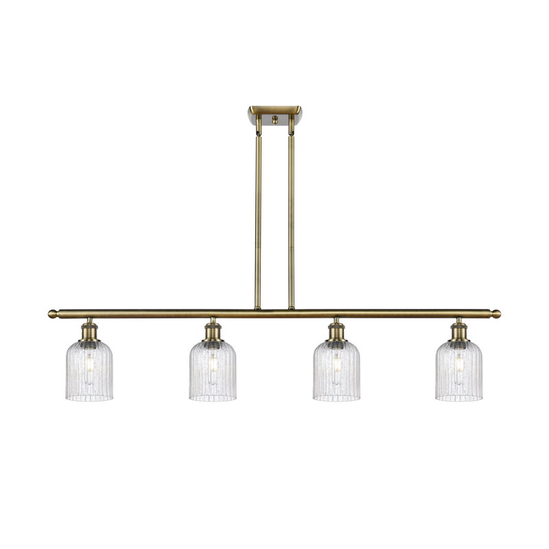 Luminaire suspendu pour îlot de cuisine 4 lumières Fiennes, Laiton antique, Grainé