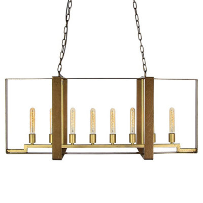 Manhattan 8 - Light Kitchen Island Rectangle Pendant