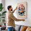 Red Panda in Waves Japandi 1 Piece Wrapped Canvas Wall Art-1778924682-1778924692