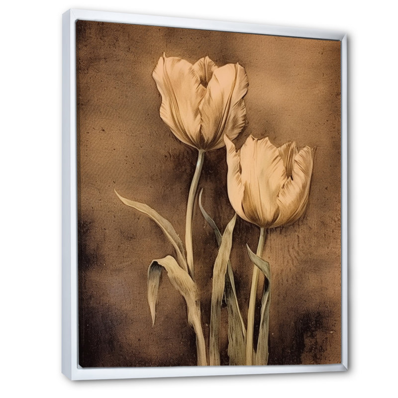 «Vintage Tulip II» sur impression sur toile, H 20 po x l 12 po x P 1 po, Cadre flottant blanc
