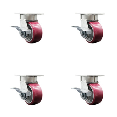 Kingpinle Swivel Caster Set with Brakes