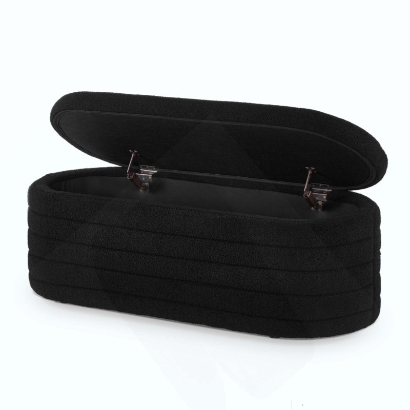 Banc de rangement rembourré Hazelzet, Noir