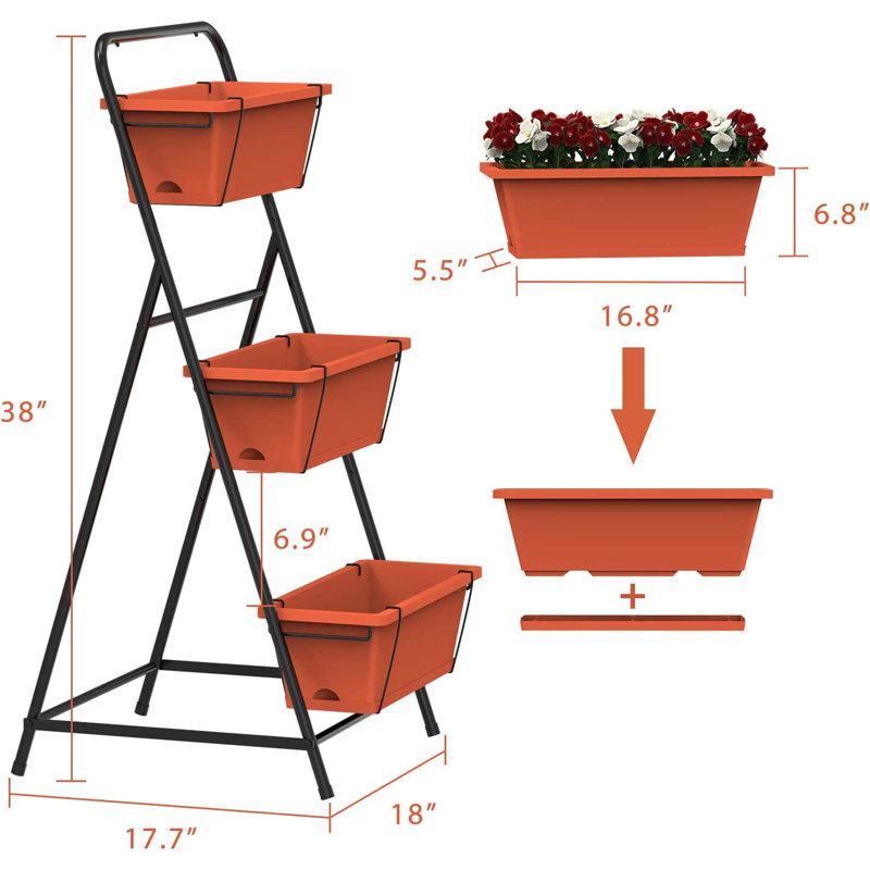 Jardin vertical en plastique Nathanim, Rouge, H 38 po x l 18 po x P 17,7 po
