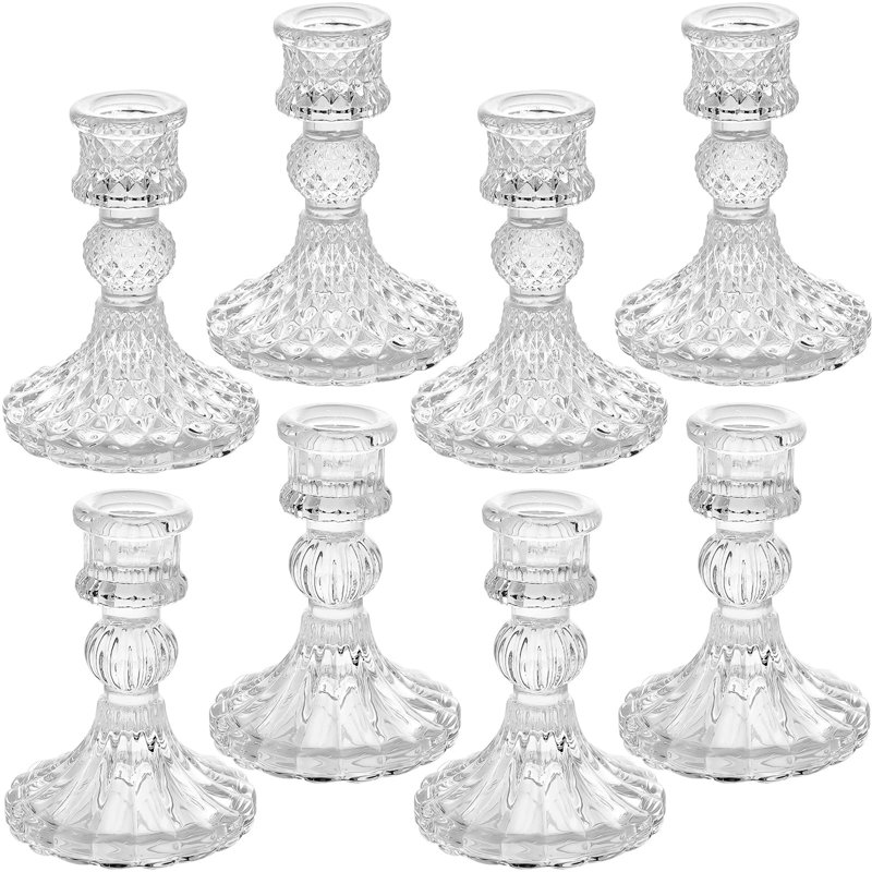 8 Piece Glass Tabletop Candelabra Set