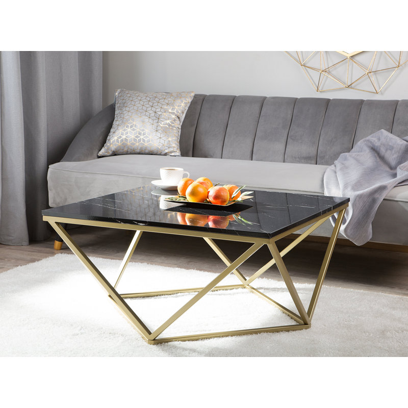 Neihart Frame Coffee Table, Black Top / Gold Base