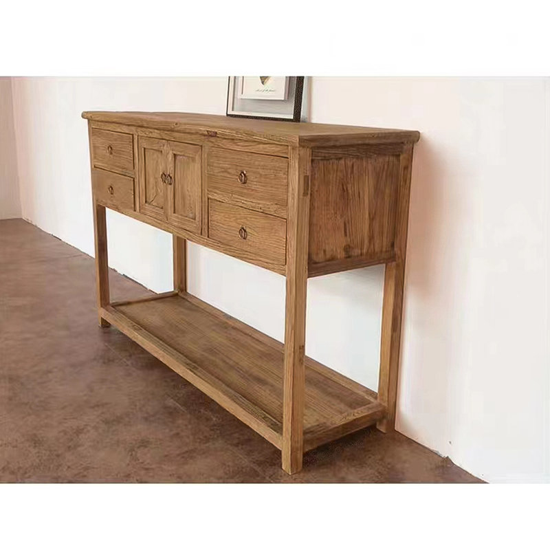 54.33" Brown Rectangular Solid Wood Console Table