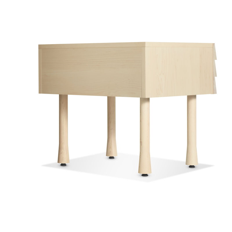 Lap 1 - Drawer Solid Wood Nightstand, Whitewashed Maple / Whitewashed Maple