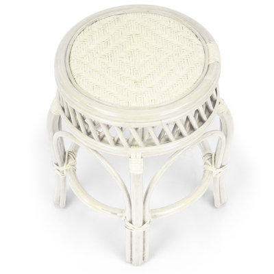 Ginger Handmade Rattan Wicker Stool, Fully Assembled