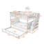 Lit superposé double avec lit gigogne, rangement et barrière de sécurité pour chambre à coucher, dortoir - gris-1274878956