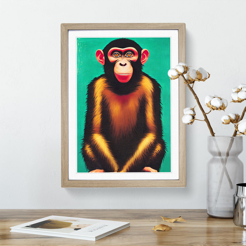 The Wonderful Monkey - Framed Print, Oak, 46cm H x 34cm W x 2cm D