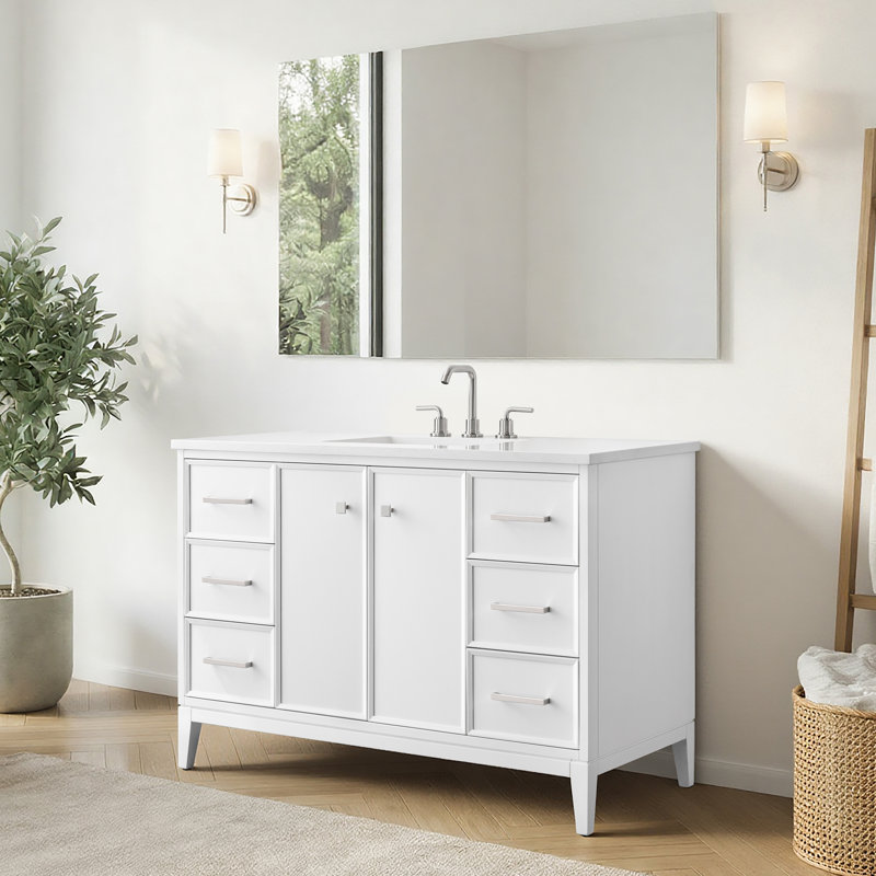 Lyon WOODBRIDGE Bathroom Vanity – Sink with Engineered Stone Top, Pre-drilled for Widespread Faucets, Solid Wood Frame & Drawers, Fully Assembled and Ready for Installation