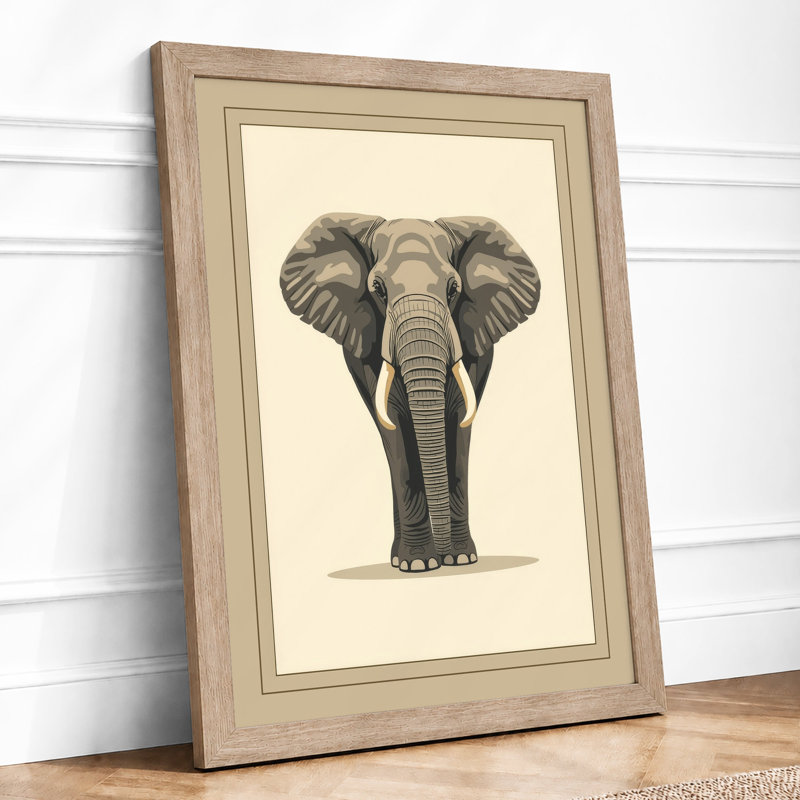 Elephant Portrait Botanical - Framed Print, Oak, A4 - 29.7 x 21.0 cm