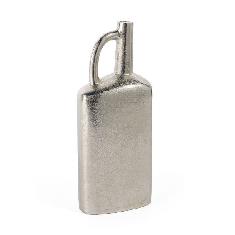 14" Silver Aluminum Jug Table Vase