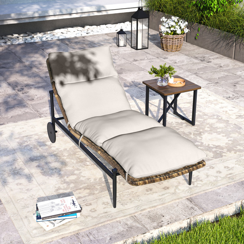 Méridiennes de patio en aluminium 2 pièces avec table rectangulaire et coussins gris clair Purecane