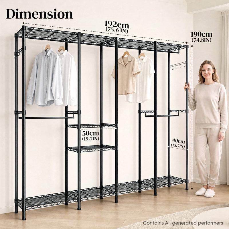 192cm Adjustable Portable Wardrobe