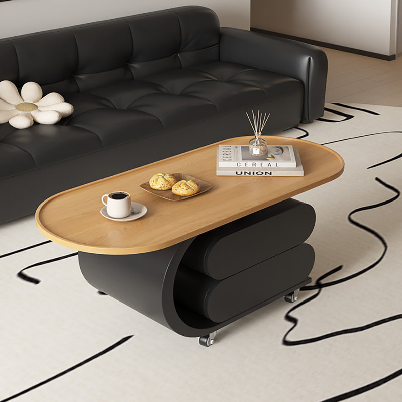 Table basse légère et portable, H 19,7 po x L 35,4 po x l 17,7 po, Burlywood, Black