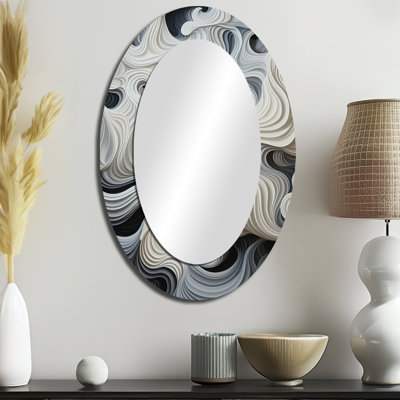 Miroir mural ovale noir et blanc II