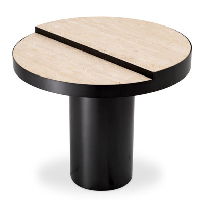 Side Table Excelsior Bronze Finish Travertine - Base