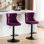 Velours mauve, siège réglable de 25 à 33 pouces de hauteur, base de 17,7 po, rivets martelés à la main, confortable pour la maison et le pub, de 2 tabourets de bar en velours, dossier, siège de 25 à 33 po, tiroirs stables, têtes de clou,