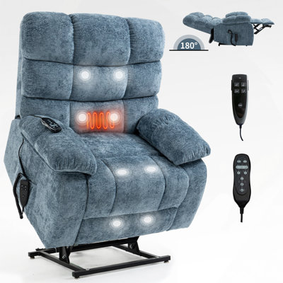 Lift Recliner Chair Heat Massage Dual Motor Infinite Position Up To 350 LBS Large Electric Power Lift Recliners With Power-Remote, Medium-Firm And Heavy Duty