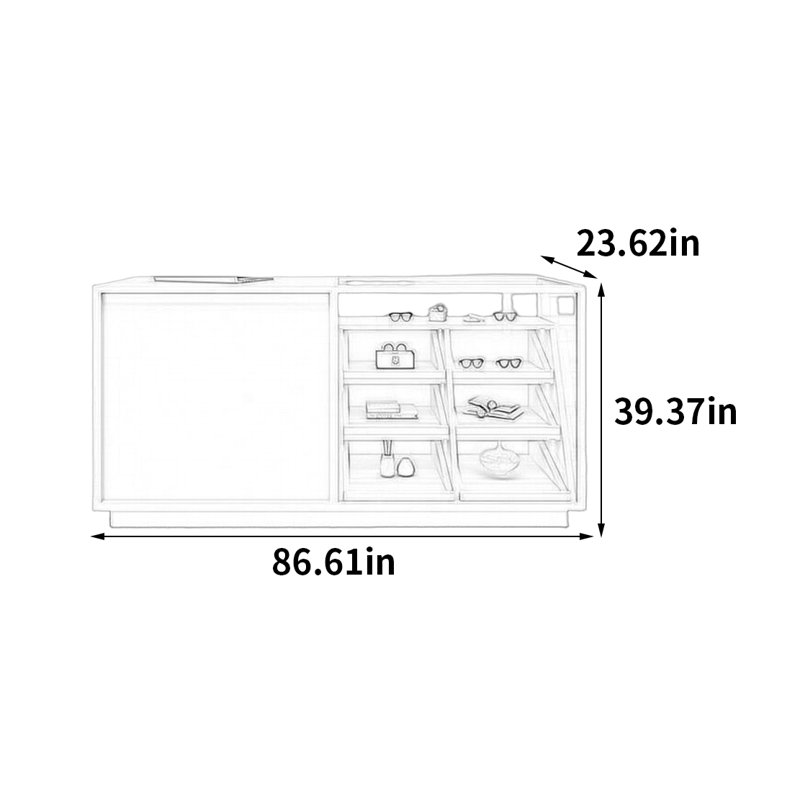 Vitrine Minimalist Atmosphere, H 39,37 po x l 86,61 po x P 23,62 po