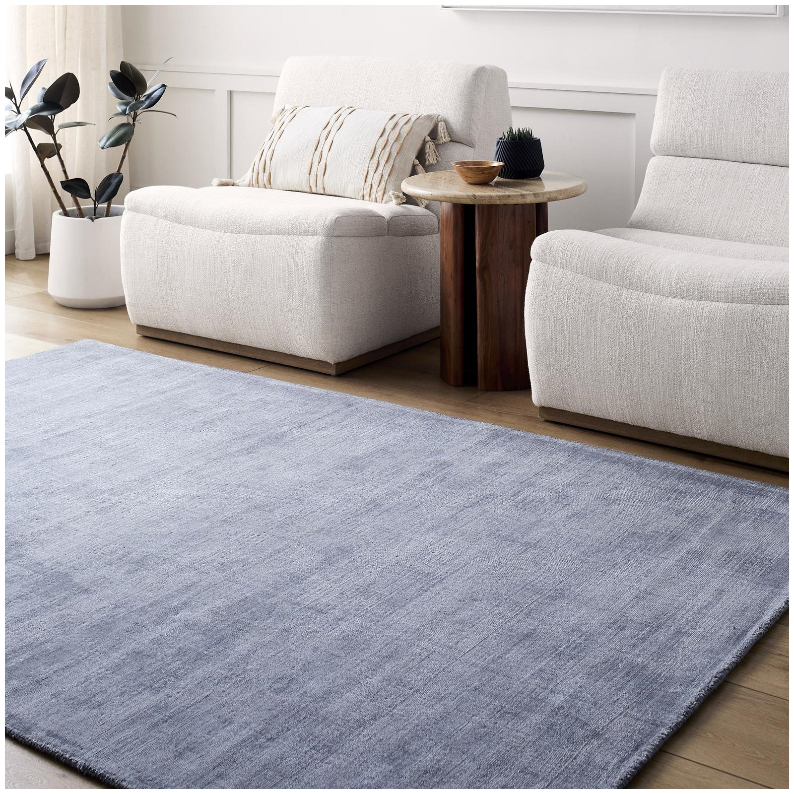 Fennel Hand Loomed Viscose Rug, Rectangle 5' x 8'