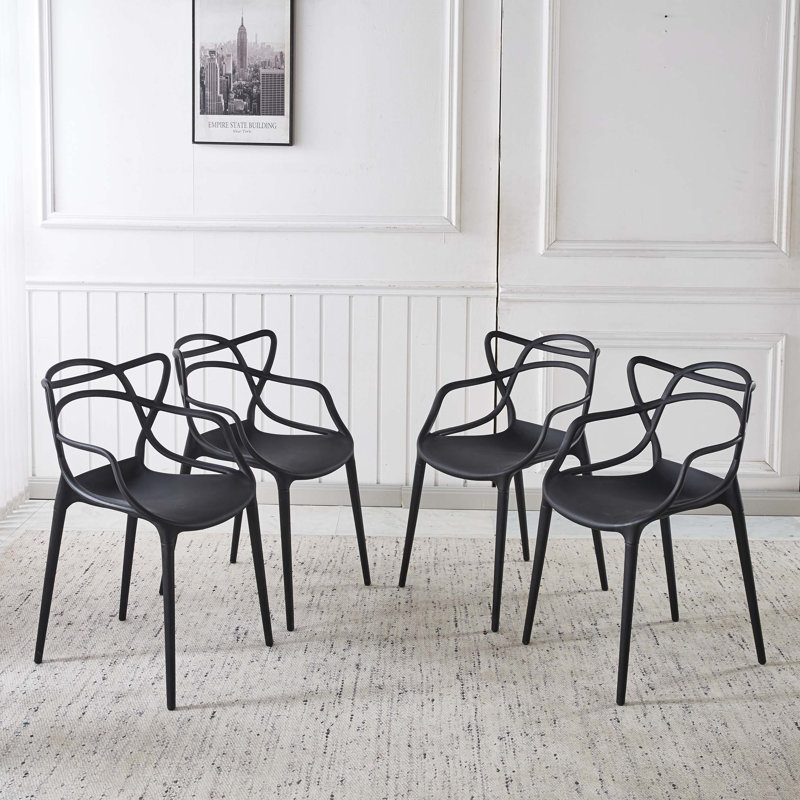 Chaise en plastique 4 pièces, Noir