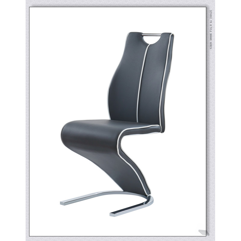 Chaises de salle à manger Anne Gray (ensemble de 2) avec motif en zigzag pour des sièges modernes et confortables, Gris
