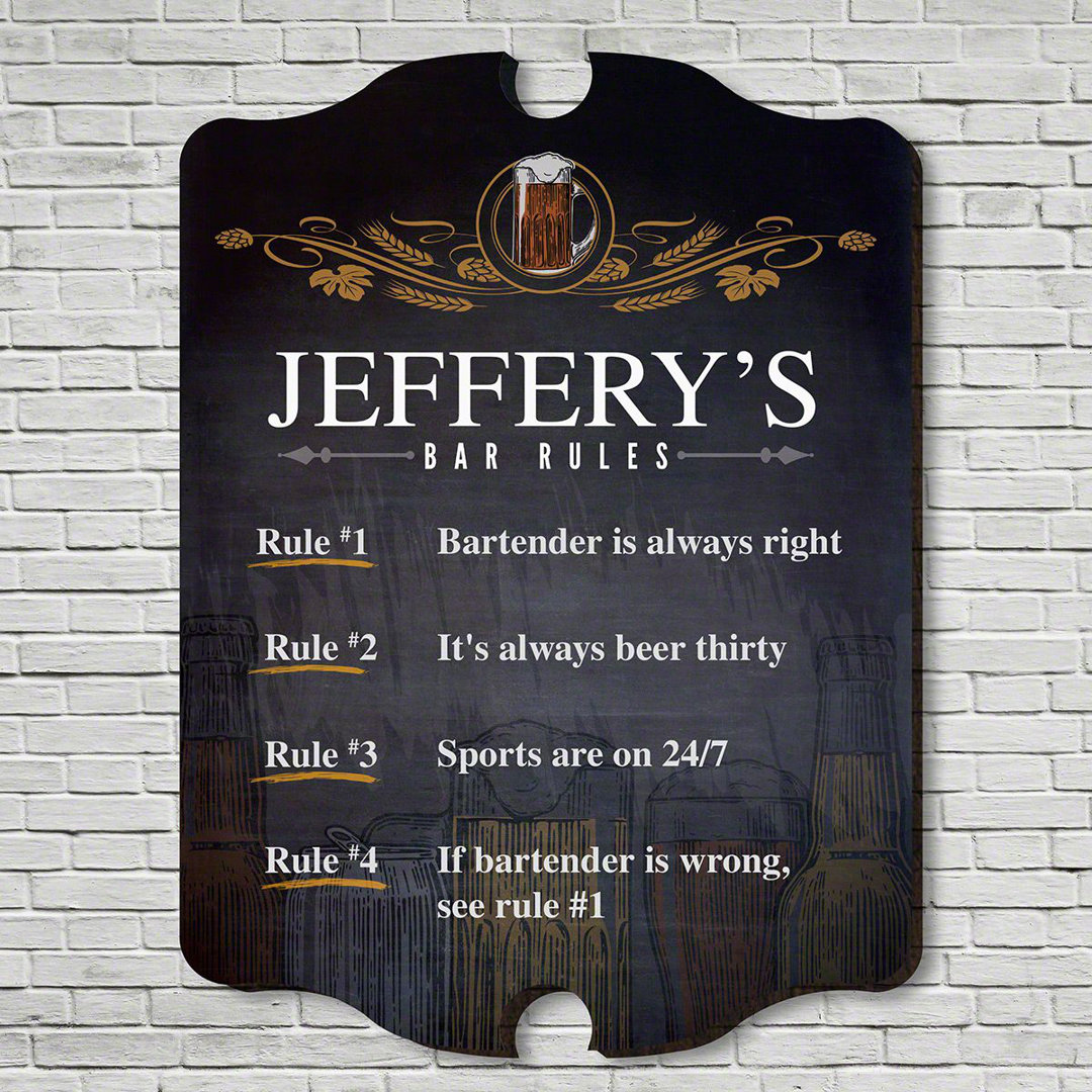 Code of Ethics Wooden Bar Sign Wall Décor Winston Porter 