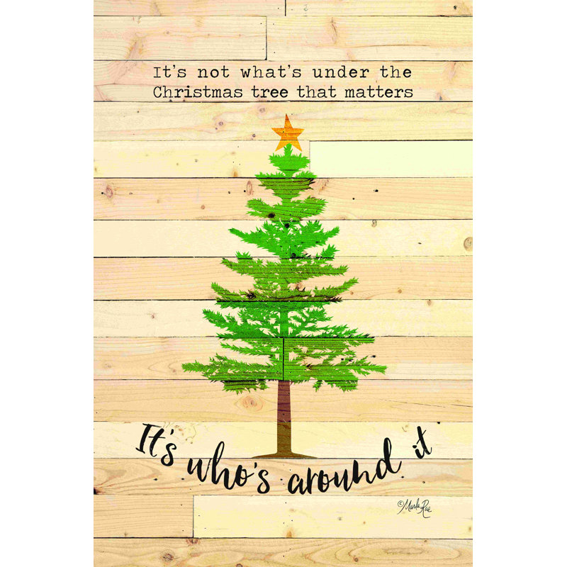 Under the Christmas Tree - Art textuel, H 18 po x l 12 po, Non, Toile tendue