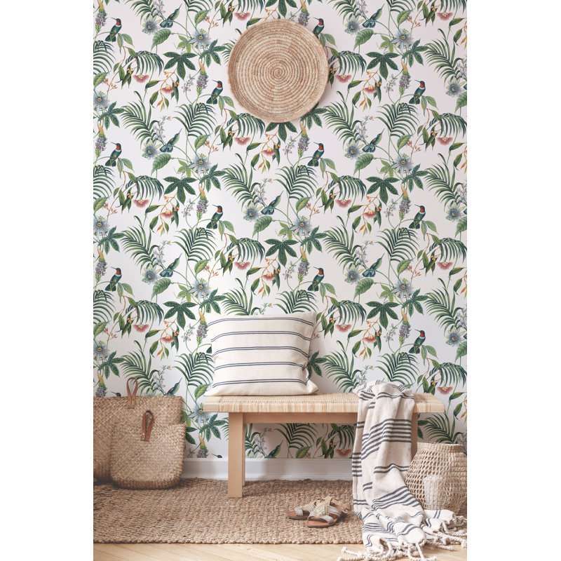 Adilah Floral Vinyl Wallpaper Roll, White