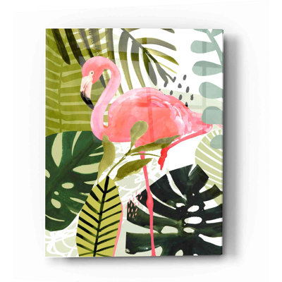 «Flamingo Forest I» par Victoria Borges, art mural en verre acrylique