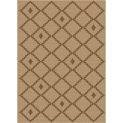 Faux-Jute Akita Moroccan Lattice Flat-Weave Beige Area Rug