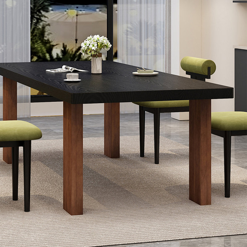 Ensemble de table à manger en bois massif de style français, Vert / noir, H 29,5 po x L 86,6 po x l 35,4 po